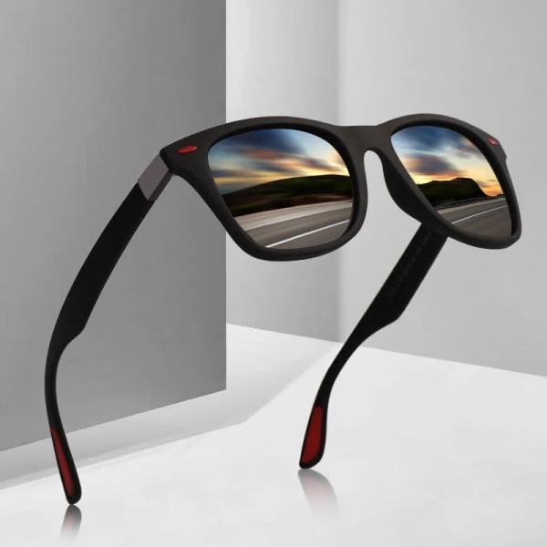 Nytt mode fyrkantiga dam polariserade solglasögon Kvinna Mans glasögon Klassisk Retro märkesdesign Körning Solglasögon Kvinna UV400 Sand black