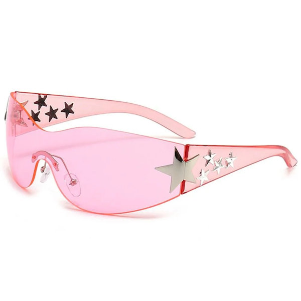 Punk One Piece Solglasögon Goggle Nya Y2k båglösa solglasögon 2000-talsglasögon Glasögon UV400 Kvinnlig designer femstjärniga glasögon A9