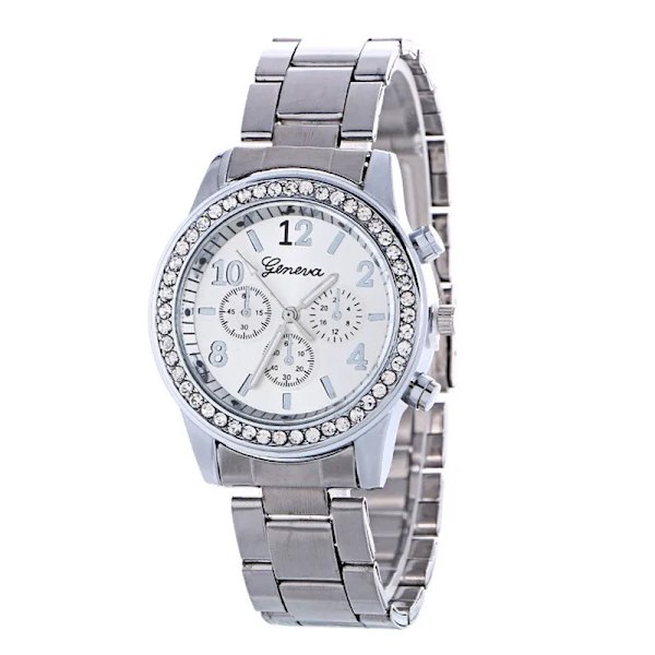 New Arrival Klockor för kvinnor Geneva Three-eye Diamond-set Alloy Watch för män och kvinnor Modelos De Pareja De Hombres Y Mujeres gold
