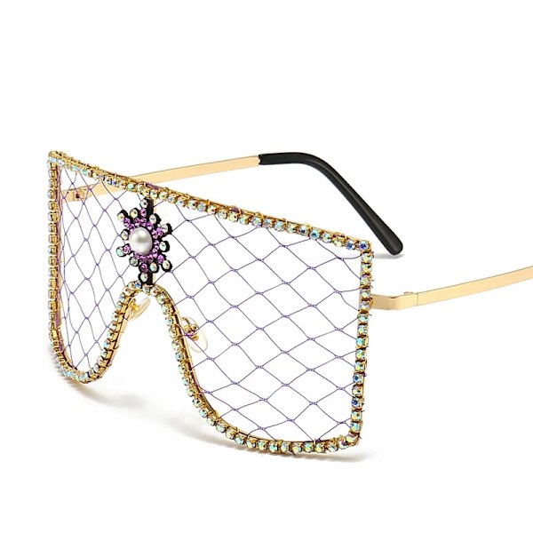 Lyx Diamanter Steampunk Solglasögon Kvinnor Män Oversized Rhinestone Glasögon Gör-det-själv-trender Personlighet Glasögon De Sol Oculos C5 as pictures showed