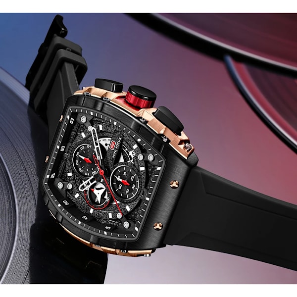 Herrklockor Mode Sport Watch för män Lyxigt toppmärke Vattentäta armbandsur Svart silikonarmband Relogio Masculino MF0399G02B