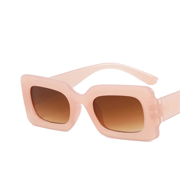 Mode Vintage Fyrkantiga Solglasögon Dam Gradient Tea Solglasögon Sommar Resa Retro Glasögon Män Oculos De Sol Feminino jelly pink tea with pouch and cloth