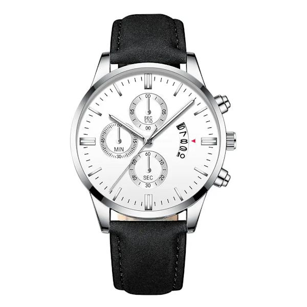 Herrklocka Watch Lyx Herrmode Business Quartz Watch Herr Casual Läderarmband Watch för kvinnor silver