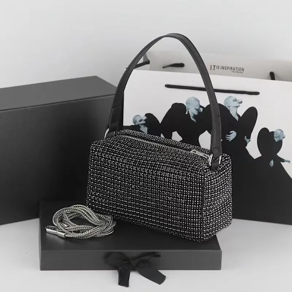Black Diamond kvällsväska lyxig designer dam högkvalitativ armhåla väska glänsande väskor för kvinnor handväskor sac a main femme silver without Wang NO Box