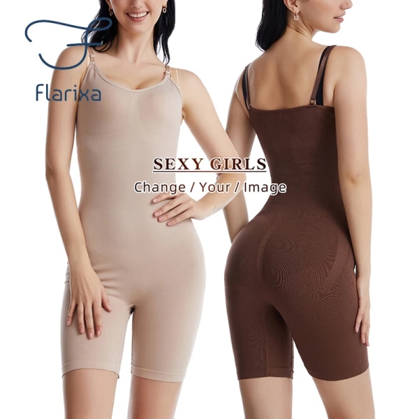 Flarixa bantningsbälte Tummy Shaper Seamless Women's Waist Trainer Binders Body Shaper Body Shapewear Butt Lifter Plus Size Brown XL