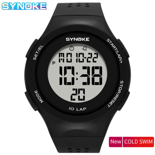 SYNOKE Mode Dam Digital Watch LED Swim Vattentät Man Klocka Kronograf Kalender Alarm Sportklockor Relogio Masculino black