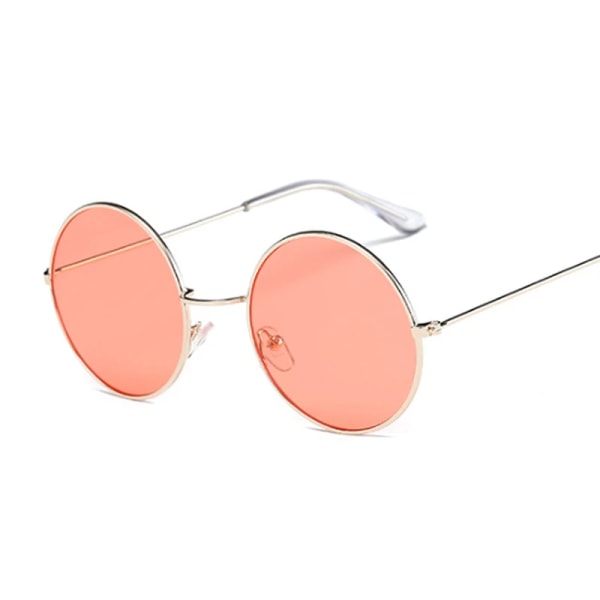 Lila Klassiska Runda Solglasögon Kvinna Cirkel Oval Design Dam Solglasögon Modemärke Legering Ocean Mirror Oculos De Sol Gold