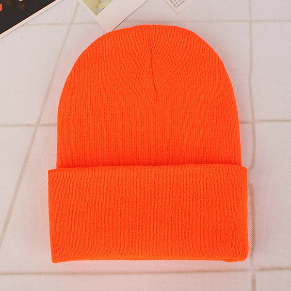 Mössa Vinter för Kvinnor Män Pojkar Flickor Virkad Skullies Hatt Enfärgad Unisex Höststickad Mössa Cap Vilda Tillbehör orange Head 45-60cm