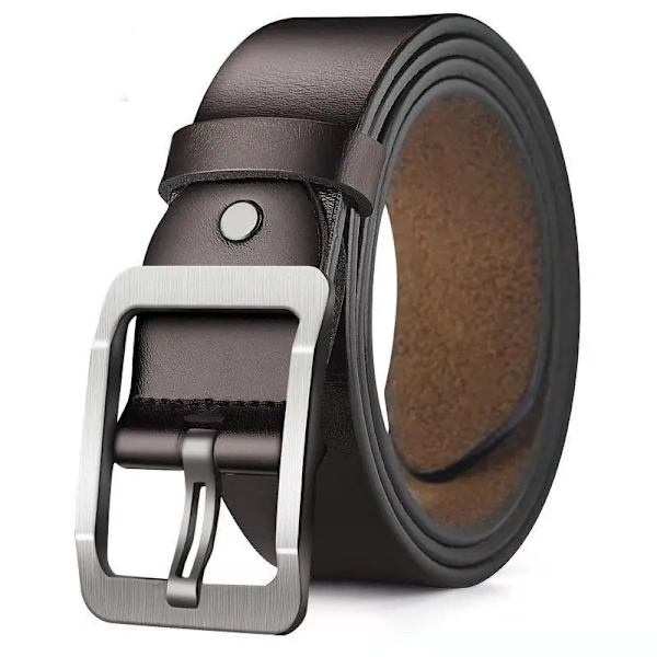 Män högkvalitativt bälte i äkta läder Lyxiga designerbälten för män Modeband för män manliga jeans för man Cowboy P303-Brown 115CM
