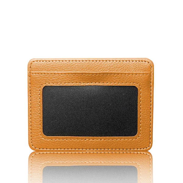 1st Transparent korthållare ID-hållare Män Kvinnor Enkelt resor Lichee Läder Bank Business ID-kort Case Smal myntväska Yellow