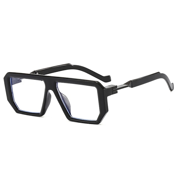 SO&EI Retro Polygon Fyrkantiga Solglasögon Kvinnor Mode Jelly Färg Glasögon Skärmar UV400 Märkesdesigner Män Trendiga Solglasögon Black clear As the picture