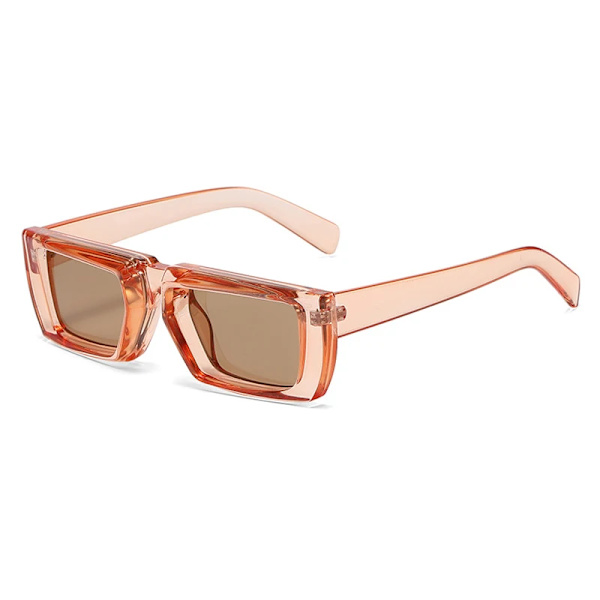 OEC CPO Vintage Rectangle Solglasögon Dam Punk Small Frame Solglasögon Män Trender Fyrkantiga Glasögon UV400 Shades Mode Glasögon LightBrown-Brown As the picture
