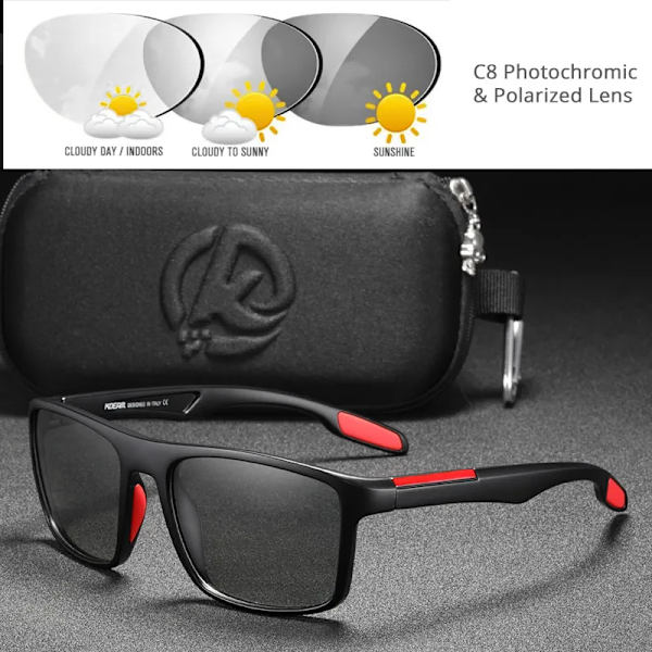 KDEAM Rectangular Ultra Light TR90 Solglasögon Herr Polariserad TAC 1,1 mm Tjocklek Lins Solglasögon Kvinnor Sport Kat.3 C8 Photochromic TR90 Polarized