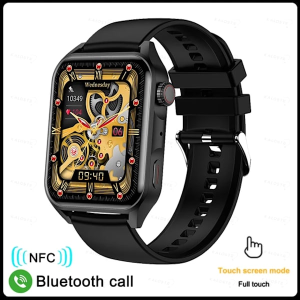 Ny NFC Smart Watch Herr AMOLED HD-skärm Visa alltid tiden Bluetooth Call IP68 Vattentät SmartWatch Dam För Huawei SilicaGel Black