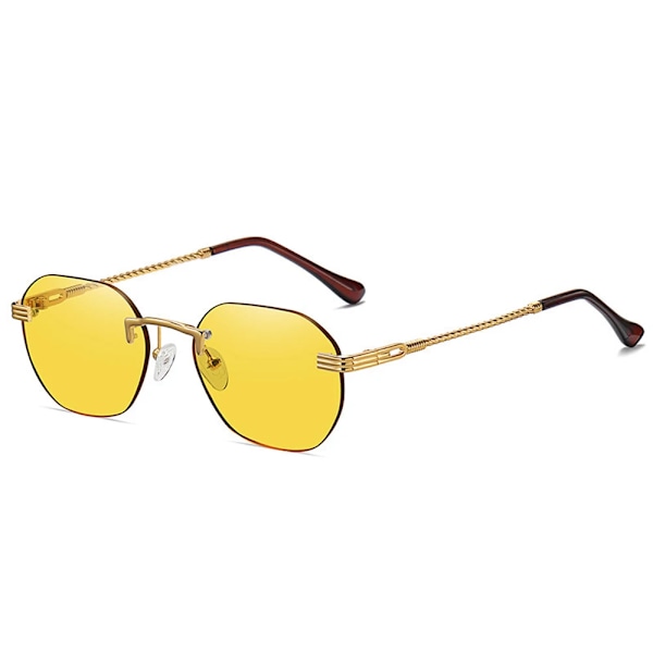 Brun Ramlös Guld Metall Solglasögon Damer Kantlös Gradient Lins Blå Mode Solglasögon För Herr UV400 Sommar 2023 08 Gold-Yellow As Picture