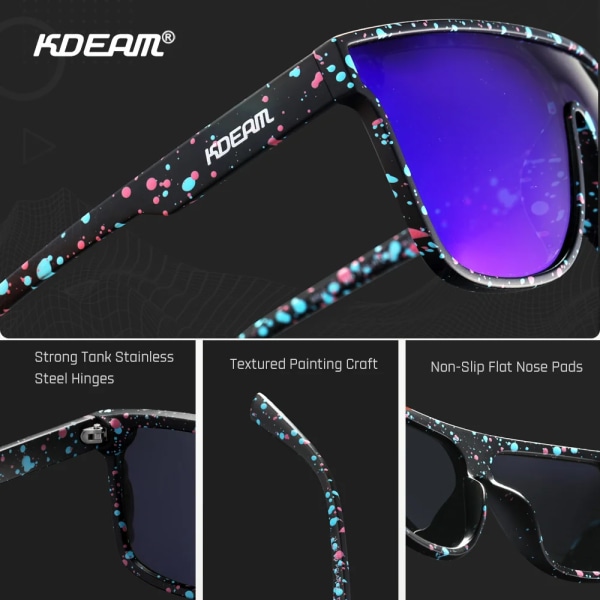 KDEAM polariserade solglasögon i ett stycke för män Kvinnor Sportglasögon Baseball Fiske Körsolglasögon med kompletta tillbehör C7 Mirror Ice Blue As Shown