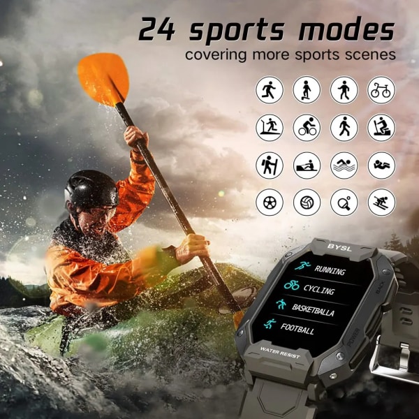 BYSL S20 Smartwatch Herr 1,69 tums HD-skärm Bluetooth Call Sport Fitness 5ATM Vattentät Tracker Sleep Monitor Smart Watch With Cam Green Strap