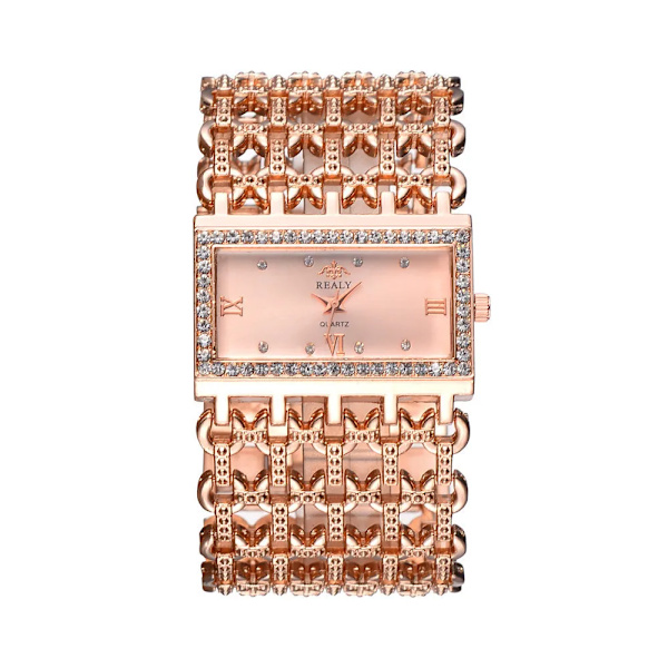 Enkel fyrkantig guld watch Mode Klassisk legering diamantarmband watch Guld Silver Diamantskala Urtavla Quartz Reloje Rose gold style 2