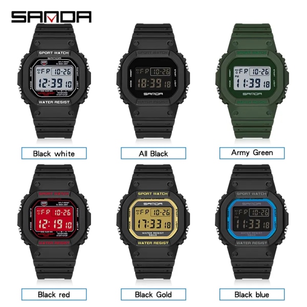 2022 Mode Sanda Top Brand G Style Digital Watch Herr Lyxmärke Militär Sport Alarm Stoppur Klocka Man Relogio Masculino Army Green For Man