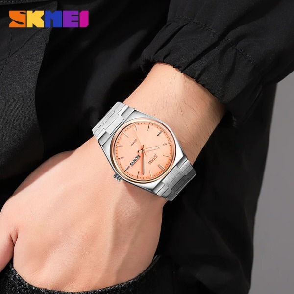 SKMEI Ny Casual Quartz Clock Man Full Steel Time Week Date Watch Herr Vattentät Business Armbandsur Man reloj hombre color4