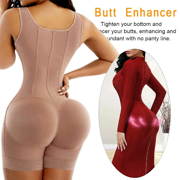 AfruliA Bodysuits Shapers Underbyst Waist Trainer Sexig Butt Lifter Full Body Shaper Control Trosor Colombian Shapewear apricot briefers S