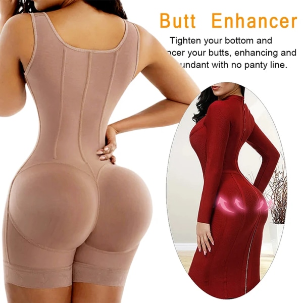 AfruliA Bodysuits Shapers Underbyst Waist Trainer Sexig Butt Lifter Full Body Shaper Control Trosor Colombian Shapewear brown briefers L