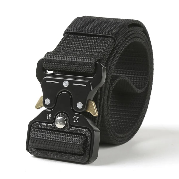Army Style Stridsbälten Snabbkoppling Taktiskt bälte Mode Män Militär Canvas Midjeband Utomhus Jakt Vandringsredskap Black red stripe ZS 3.8cm X 125cm