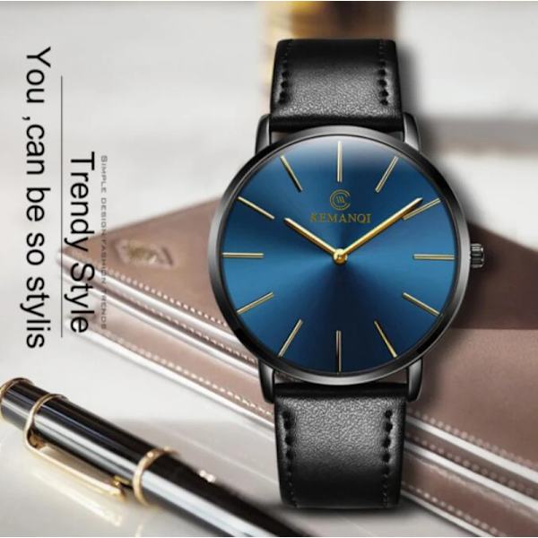 2022 Minimalistisk watch Ultratunna herrklockor för män Mode Enkel watch Läderklocka Reloj Hombre Relogio black 3