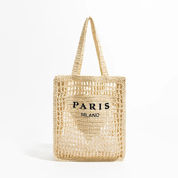 MABULA Lyxdesign Dam Flätad Raffia Halmväska Stor kapacitet Casual Tote Handväska Hollow Summer Beach Vacation Axelväska A1