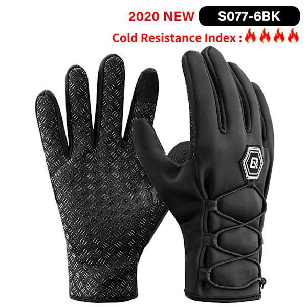 ROCKBROS Cykelhandskar Thermal Höst Vinterhandskar Vindtäta SBR Touch Screen Cykelhandskar Fullfinger Stötsäkra Sporthandskar S077-6BK S
