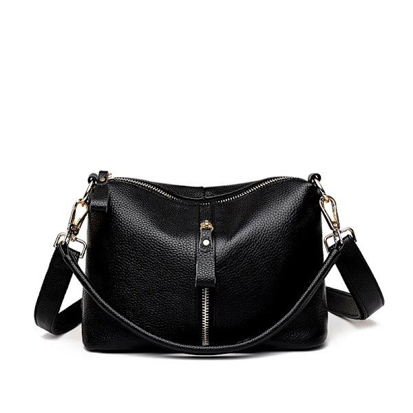 Väskor i äkta läder för kvinnor Casual Enkel Små handväskor för kvinnor Högkvalitativ naturlig nötkött Kvinnlig axlar Crossbody Tote Black