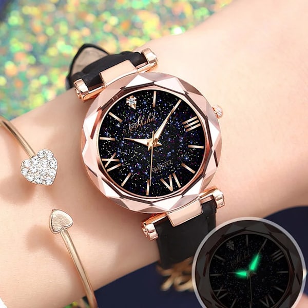 Lyxig watch för kvinnor 2022 diamantbesatt lysande retro damklocka watch för damer Relogio Montre Femme black