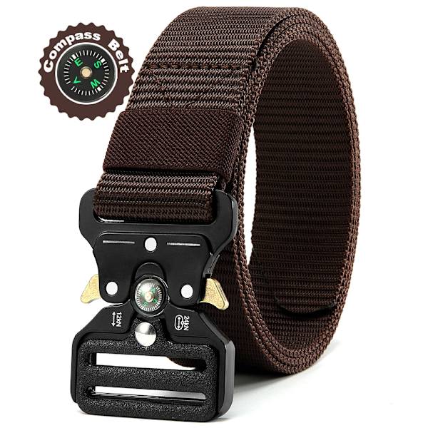 Herrbälte Army Utomhus Jakt Kompass Taktisk Multi Combat Survival Marine Corps Canvas För Nylon Man Lyxbälten ZNZYD-BR 125cm