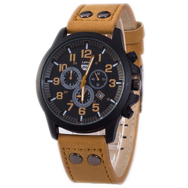 Män Quartz Watch Mode Enkel Business Bälte Quartz Watch For Men Watch Student Armbandsur Sport Icke mekanisk Light brown