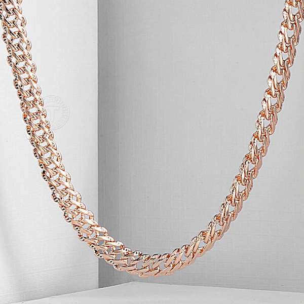 585 Rose Gold Colour Halsband för Kvinnor Män Bismark Hammered Link Chain Mode Smycken Tillbehör 5 mm GN452A CN04 18inch 45cm