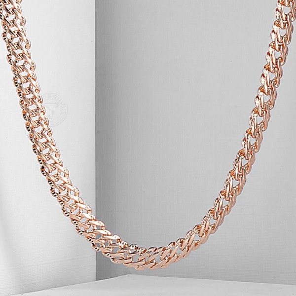 585 Rose Gold Colour Halsband för Kvinnor Män Bismark Hammered Link Chain Mode Smycken Tillbehör 5 mm GN452A GN453 22inch 55cm