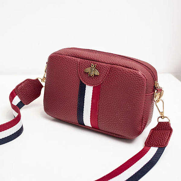 Berömt varumärke Mode Dam Komposit Messenger Bag Bee Diamonds Paneled Läder Handväska Kvinnliga Axelväskor Top-handtag Bolsas Red-1