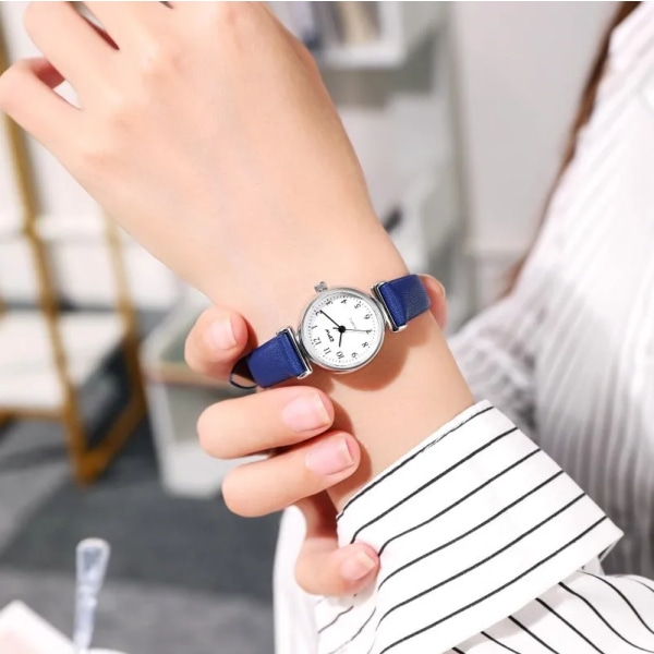 Mini Quartz Watch For Women Small Size 24mm Urtavla PU Läderrem Minimalism Blue