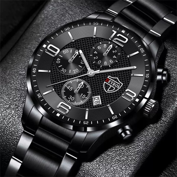 reloj hombre Luxury Business Herrklockor Rostfritt stål Quartz Armbandsur Herr Läderkalender Lysande klocka relogio masculino Steel Silver White