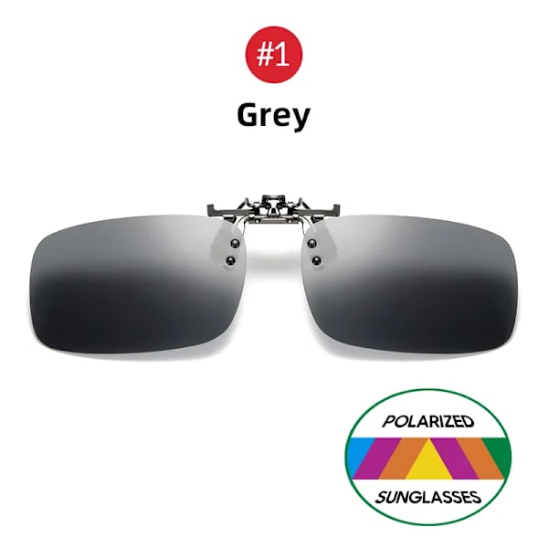 VIVIBEE Spegel Blå Flip Up Clip on Solglasögon Fiske Män Fyrkantig polariserad lins Metall Night Vision Körning UV400 Dam Glasögon 1 Grey Without Plastic Case