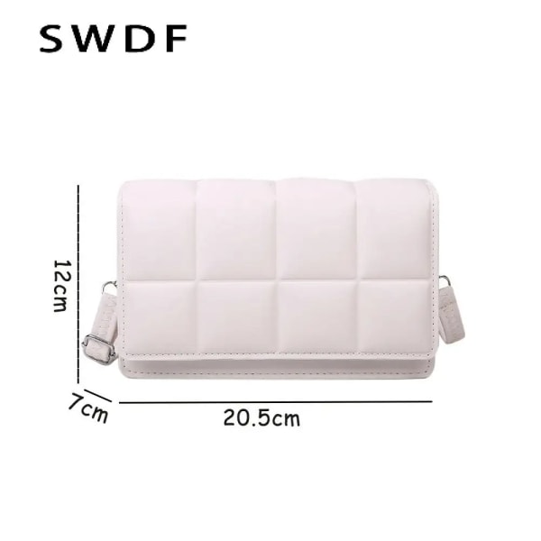 SWDF Ny vår Ny trend Wild Axelväska Mode Rutväska Dam Dam Design Messenger Liten fyrkantig väska Lyxig handväska White