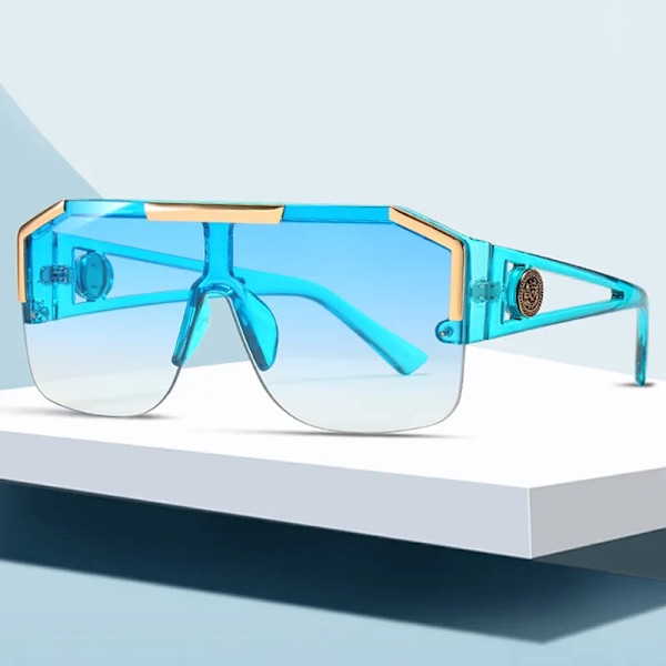 Lyxiga överdimensionerade solglasögon för man Märkesdesigner Stor ram Gradient solglasögon för kvinna mode Hög kvalitet Oculos De Sol Double Gray as picture