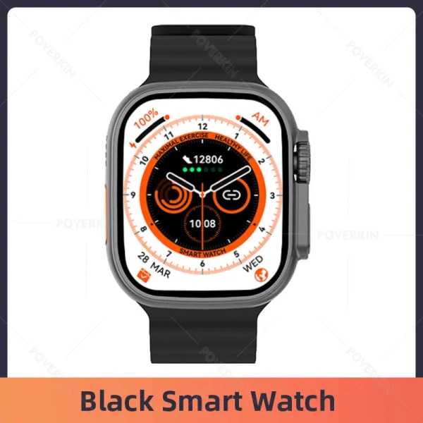 Ultra Smartwatch NFC Bluetooth Call Herr Dam Smart Watch Blood Oxygen Sleep Monitor Titanlegering Case 49mm Series 8 Black