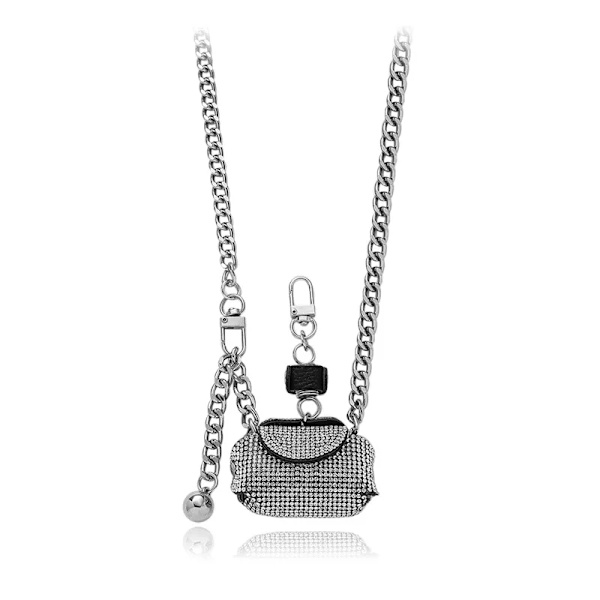 Internetkändisar Silver Kvinna Metallkedja Bälte Diagonal Span Mini Full Diamonds Midjeväska Tillbehör Ins Tide Tunn Rem silver waist chain 85cm