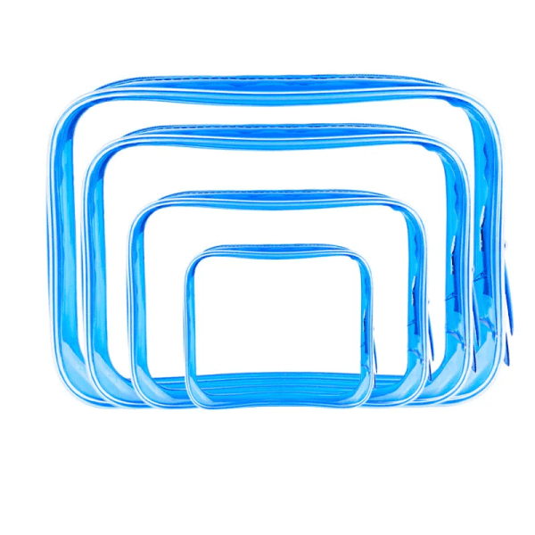 1st Kvinnor Resor Genomskinlig sminkväska Organizer Transparent PVC kosmetikapåsar Skönhet Toalett Sminkpåse Tvätta Förvaringspåsar Påse Blue M