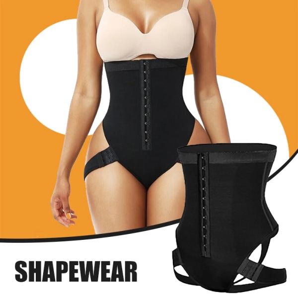 Manschett Tummy Trainer Kvinna Exceptionell Shapewear 2-I-1 Hög midja Höftlyft Kvinnlig Cuff Tummy Trainer Svart Nyligen Black XXXL