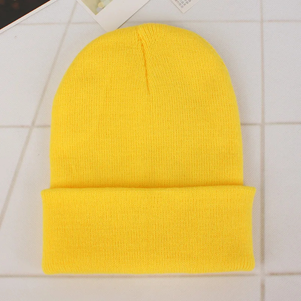Mössa Vinter för Kvinnor Män Pojkar Flickor Virkad Skullies Hatt Enfärgad Unisex Höststickad Mössa Cap Vilda Tillbehör yellow Head 45-60cm