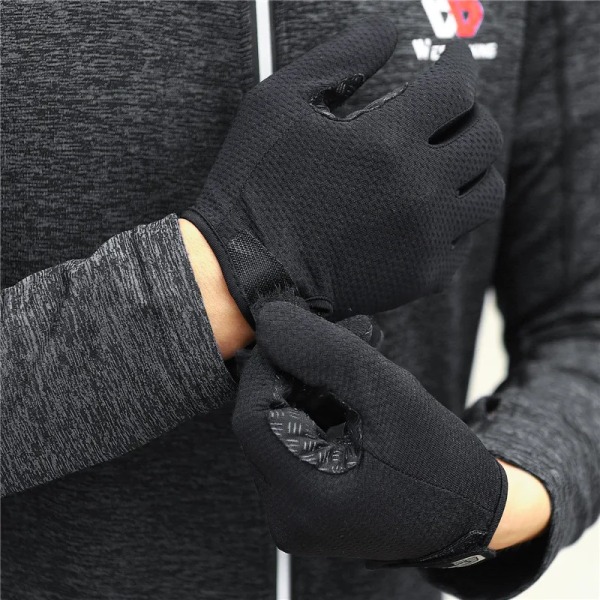 WEST BIKING Vår Höst Unisex Cykelhandskar Full Finger Touch Screen Bergsbestigning Sporthandskar Sommar Fingerless Mitts Black Half Finger M