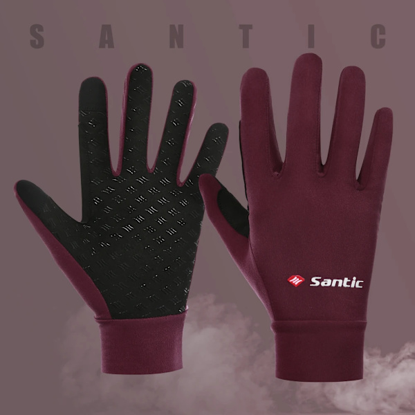 Santic Cykelhandskar för män Cykel MTB Warm Plus Fleece Kallsäker Pekskärmscykel Helfingerhandskar Vinter Asian Storlek W0P079 W0P079V L