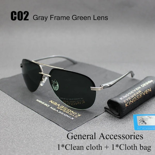 KINGSEVEN Aluminium Magnesium Polarized Solglasögon Herr Driver Mirror Solglasögon Man Fiske Dam Glasögon För Herr C02 General package Orignal